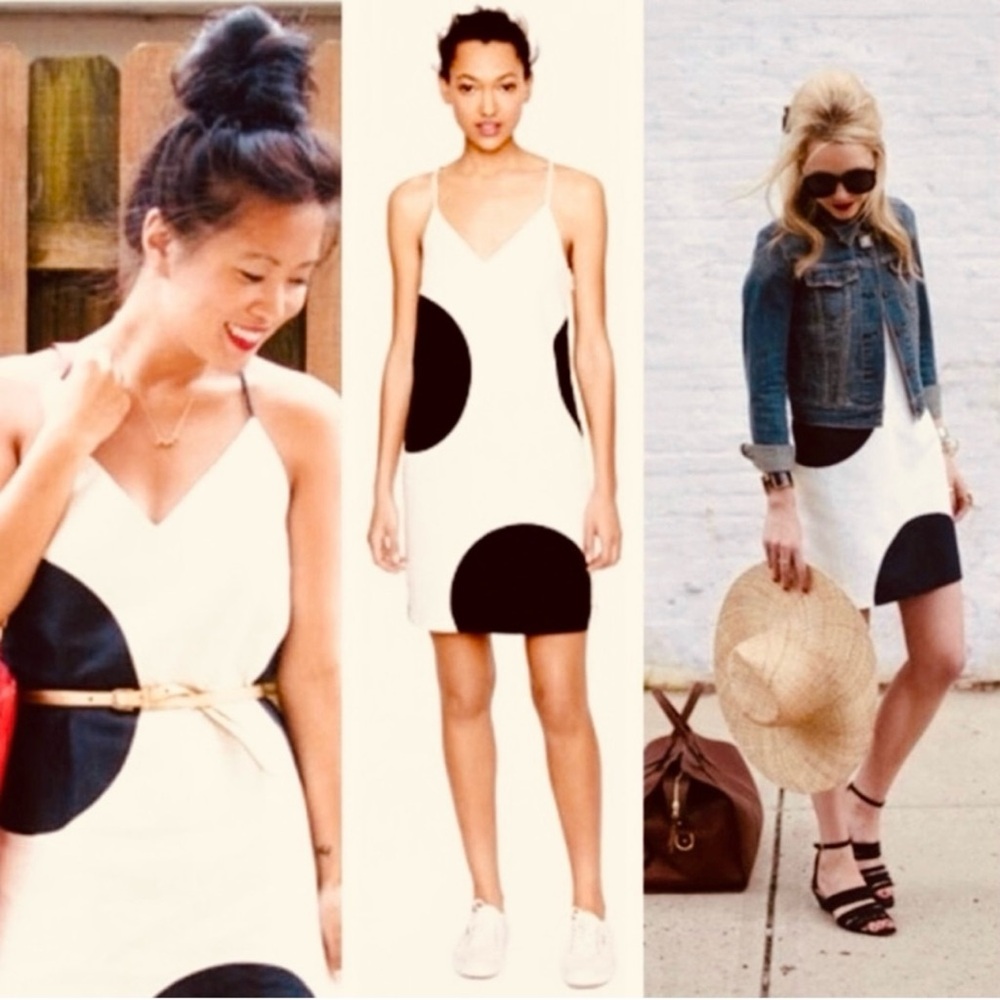 J. Crew Black and White Circle Mini Dress